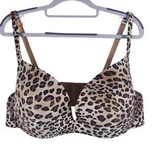 Cacique Animal Style Tan Black Lightly Lined Underwire Women's Bra 46C